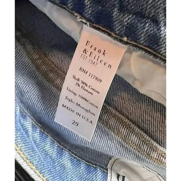 Frank & Eileen Monaghan Jeans High Rise Button Fly Raw Hem Womens Size 29 - Picture 7 of 12
